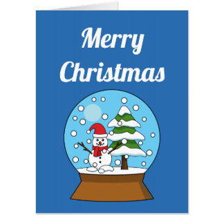Snow Globe w/ Snowman and Pine Tree | Personalize Card