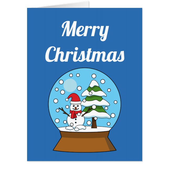 Snow Globe w/ Snowman and Pine Tree | Personalize Card (Front)