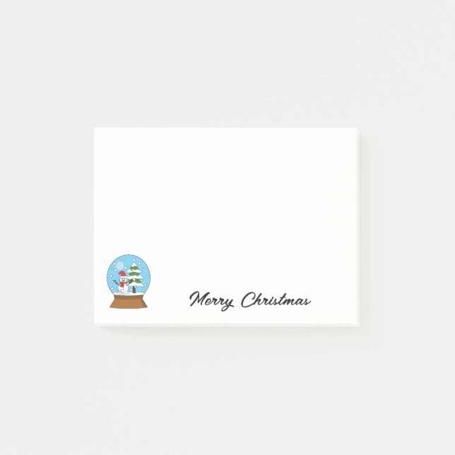 Snow Globe w/ Snowman and Pine Tree | Personalize Post-it Notes (Front)