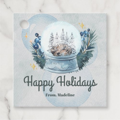 Snow globe watercolor Christmas holiday gift tags