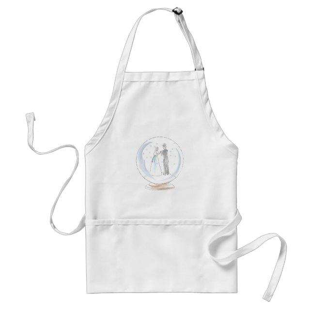 Snow Globe Wedding Couple Adult Apron (Front)