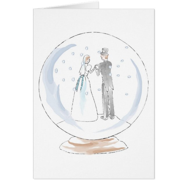 Snow Globe Wedding Couple Cards (Front)