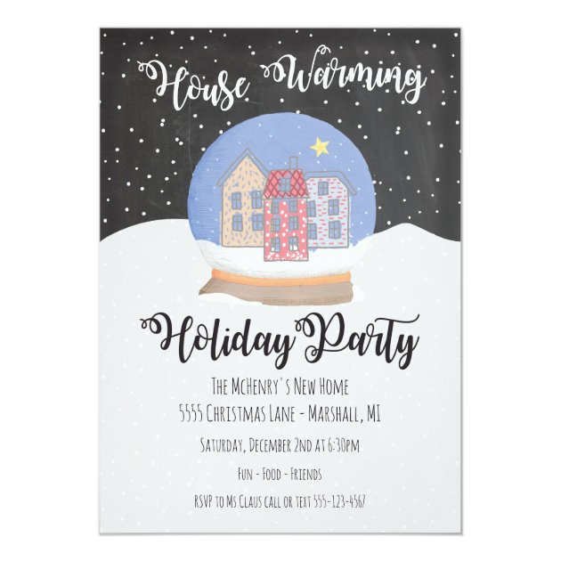 Snow Globe Winter Snow House Warming Holiday Party Invitation