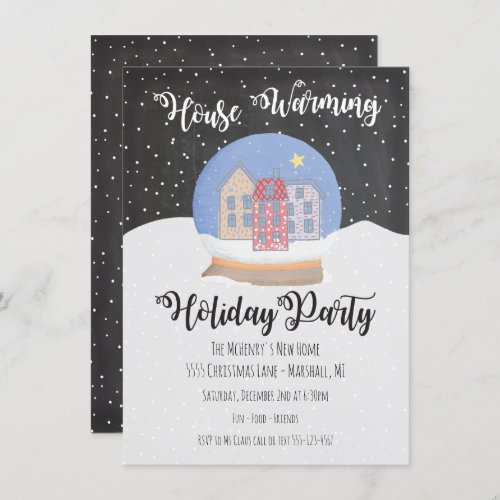 Snow Globe Winter Snow House Warming Holiday Party Invitation