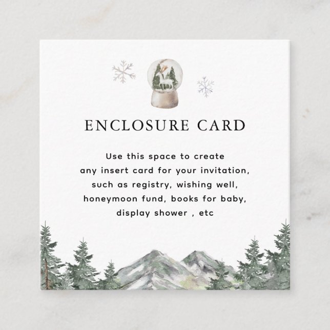 Snow Globe Winter Wonderful Birthday Custom  Enclosure Card (Front)