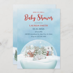 Snow globe Winter wonderland christmas baby shower Invitation