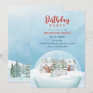 Snow globe Winter wonderland christmas birthday Invitation