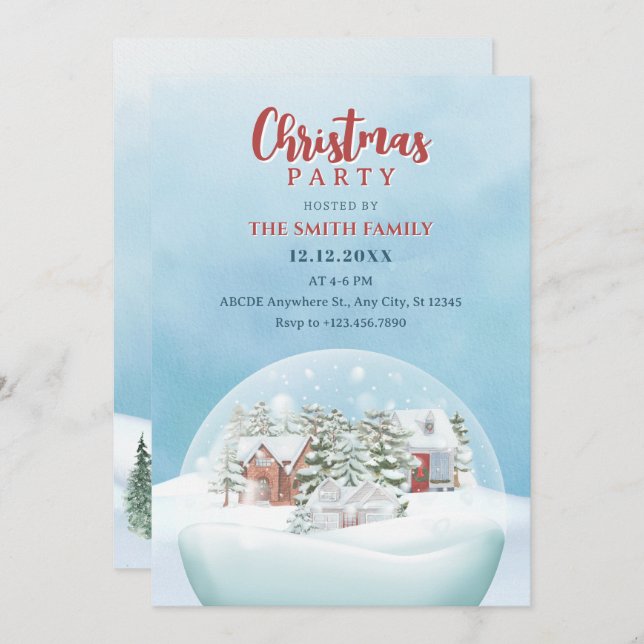 Snow globe Winter wonderland christmas  Invitation (Front/Back)