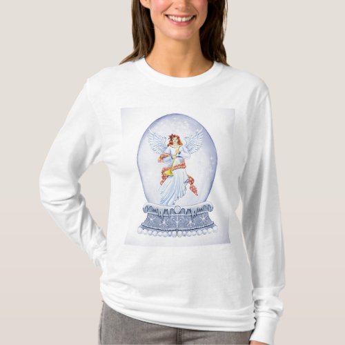 Snow globe with angel illustration T_Shirt