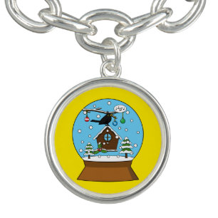 Snow Globe with Blackbird Singing Bracelet