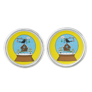Snow Globe with Blackbird Singing Cufflinks