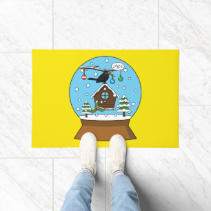 Snow Globe with Blackbird Singing Doormat