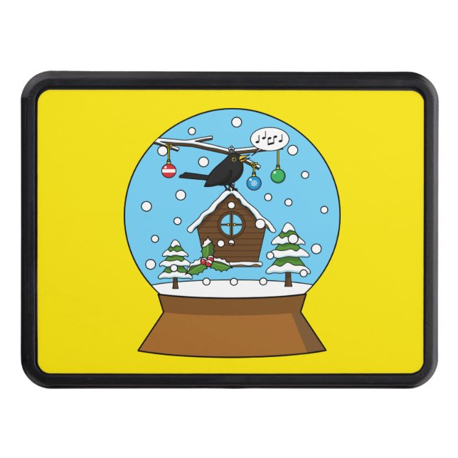 Snow Globe with Blackbird Singing Hitch Cover (Front)