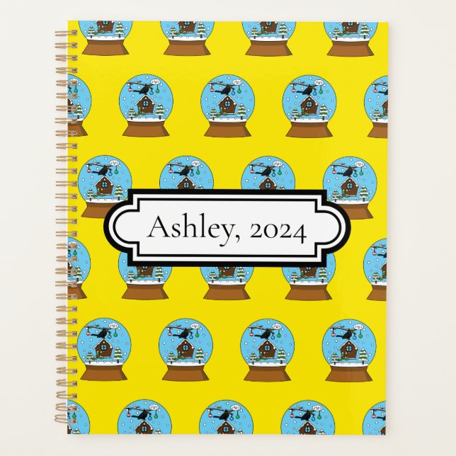 Snow Globe with Blackbird Singing | Personalize Planner (Front)