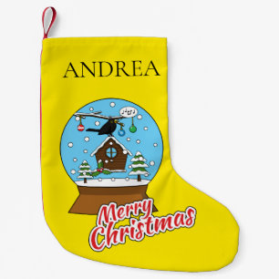 Snow Globe with Blackbird Singing   Personalize Small Christmas Stocking