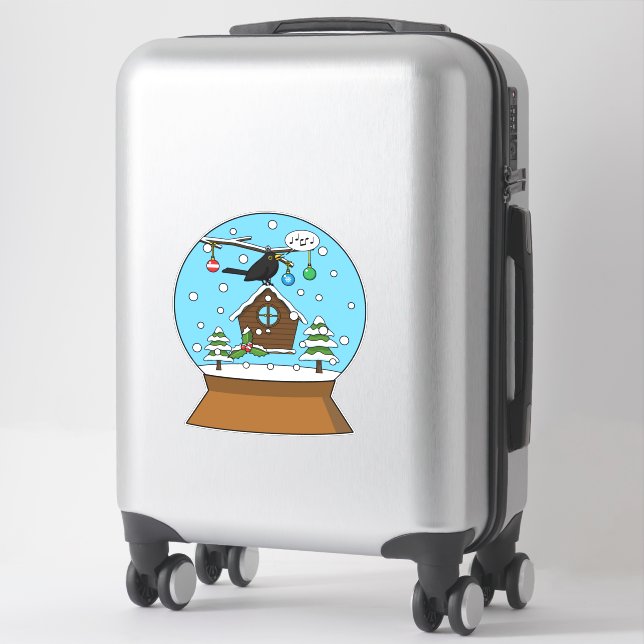 Snow Globe with Blackbird Singing Sticker (Suitcase)