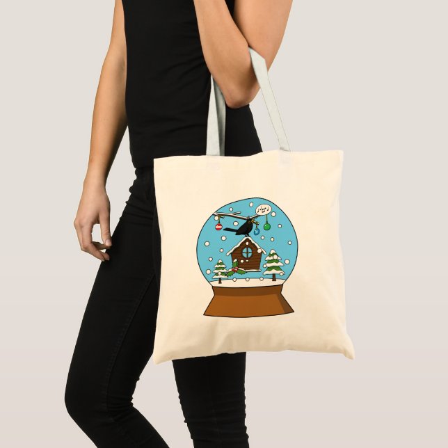 Snow Globe with Blackbird Singing Tote Bag (Front (Product))