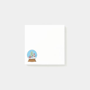Snow Globe with Cardinal Snowman and Pine Tree Post-it Notes