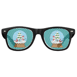 Snow Globe with Cardinal Snowman and Pine Tree Retro Sunglasses