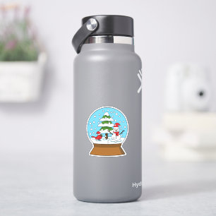 Snow Globe with Cardinal Snowman and Pine Tree Sticker