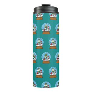 Snow Globe with Cardinal Snowman and Pine Tree Thermal Tumbler