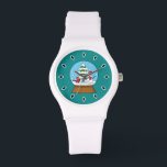 Snow Globe with Cardinal Snowman and Pine Tree Watch<br><div class="desc">An illustration of a snow globe that features a very cute snowy mountain landscape with red cardinal wearing a red santa hat, snowman wearing a red ribbon and santa hat, and pine trees. This cute cartoon snowdome design is a gift idea for winter and christmas holiday season lovers, bird and...</div>