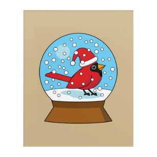 Snow Globe with Cute Red Cardinal Acrylic Print