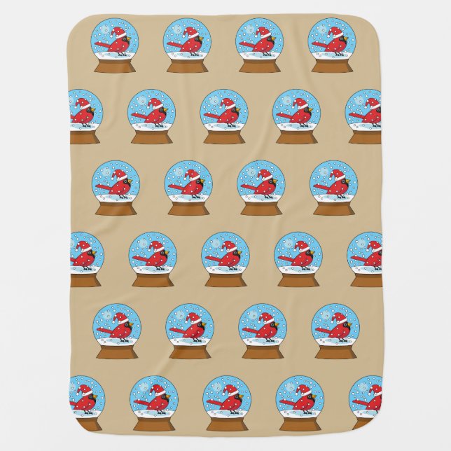 Snow Globe with Cute Red Cardinal Baby Blanket (Front)