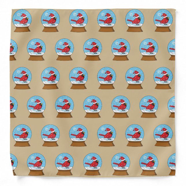 Snow Globe with Cute Red Cardinal Bandana (Front)