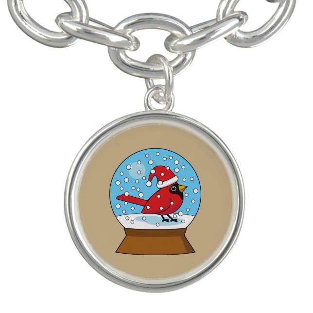 Snow Globe with Cute Red Cardinal Bracelet (Design)