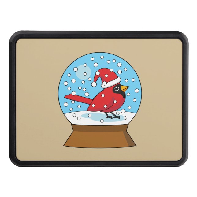 Snow Globe with Cute Red Cardinal Hitch Cover (Front)