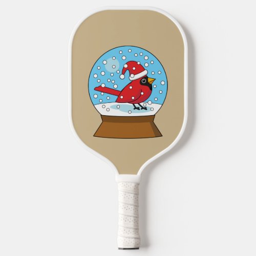 Snow Globe with Cute Red Cardinal Pickleball Paddle