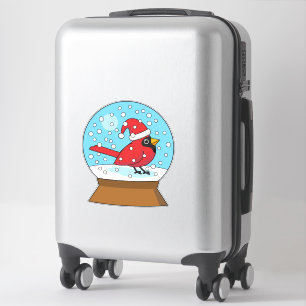 Snow Globe with Cute Red Cardinal Sticker