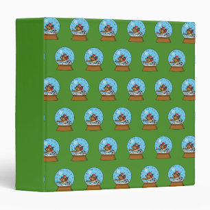 Snow Globe with Cute Sparrow Playing Soccer 3 Ring Binder