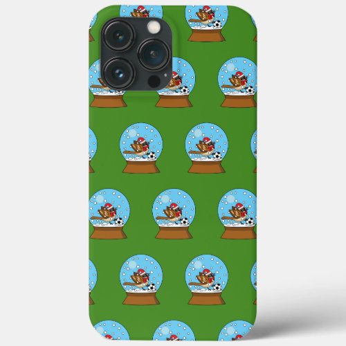 Snow Globe with Cute Sparrow Playing Soccer iPhone 13 Pro Max Case