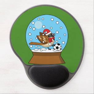 Snow Globe with Cute Sparrow Playing Soccer Gel Mouse Pad