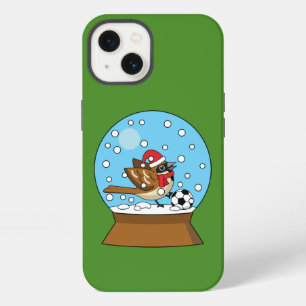 Snow Globe with Cute Sparrow Playing Soccer iPhone 13 Case