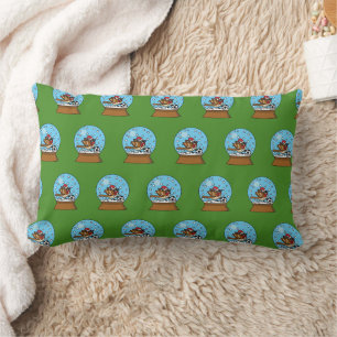 Snow Globe with Cute Sparrow Playing Soccer Lumbar Pillow