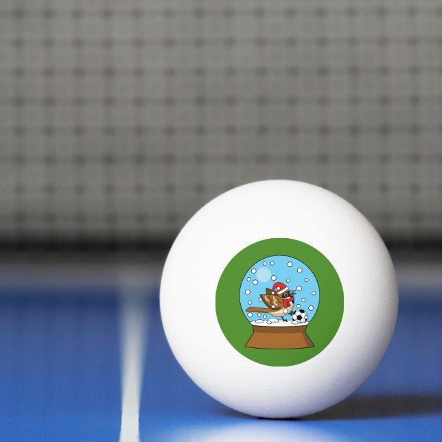 Snow Globe with Cute Sparrow Playing Soccer Ping Pong Ball (Net)