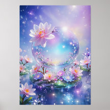 snow globe with flowers and a snowflake on it