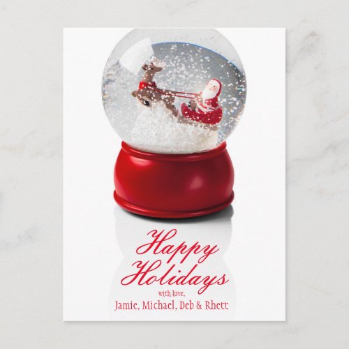 Snow globe with Santa and his sleigh Holiday Postcard
