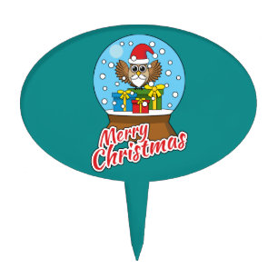 Snow Globe with Santa Claus Owl Cake Topper