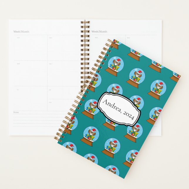 Snow Globe with Santa Claus Owl | Personalize Planner (Display)