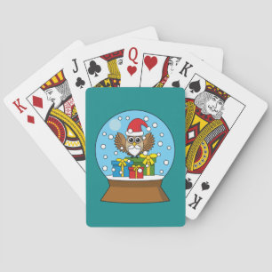 Snow Globe with Santa Claus Owl Poker Cards