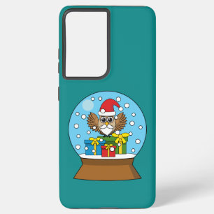 Snow Globe with Santa Claus Owl Samsung Galaxy S21+ Case