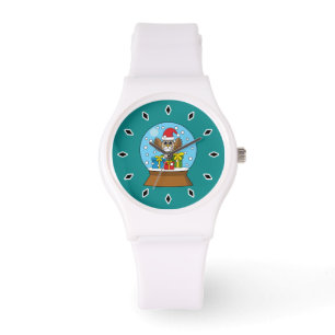 Snow Globe with Santa Claus Owl Watch
