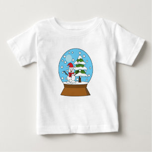 Snow Globe with Snowman and Pine Tree Baby T-Shirt