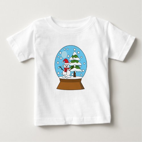 Snow Globe with Snowman and Pine Tree Baby T_Shirt