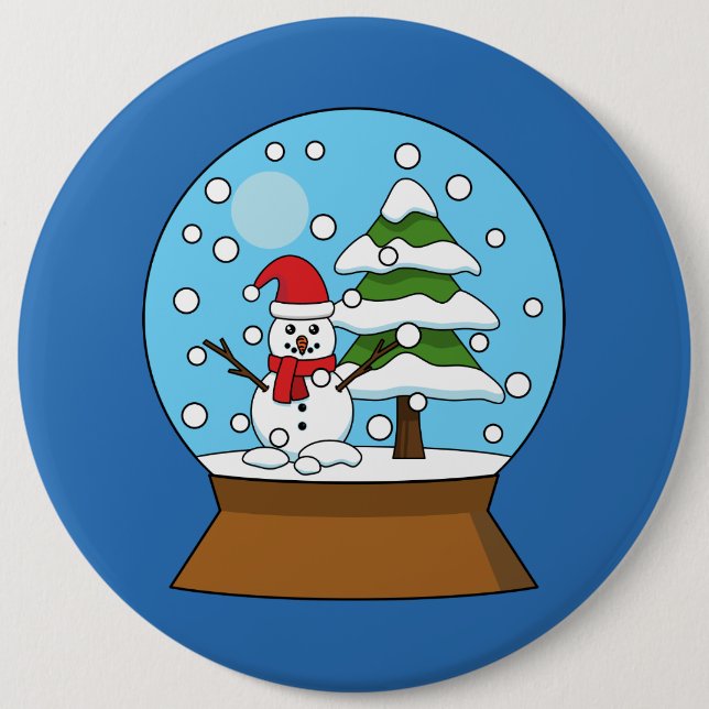 Snow Globe with Snowman and Pine Tree Button (Front)