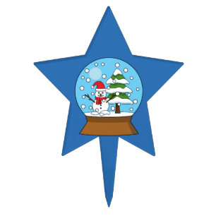 Snow Globe with Snowman and Pine Tree Cake Topper